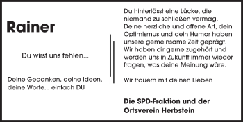 Traueranzeige von Rainer  von VRM Trauer
