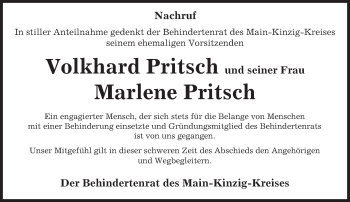 Traueranzeige von Volkhard und Marlene Pritsch von  Gelnhäuser Tageblatt