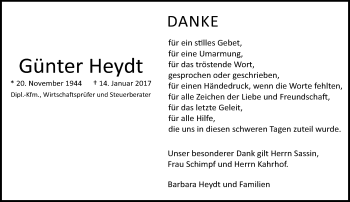 Traueranzeige von Günter Heydt von Trauerportal Echo Online