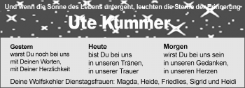 Traueranzeige von Ute Kummer von Trauerportal Echo Online
