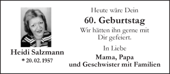 Traueranzeige von Heidi Salzmann von Trauerportal Rhein Main Presse