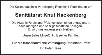 Traueranzeige von Knut Hackenberg von Trauerportal Rhein Main Presse