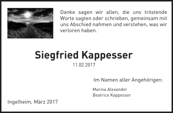 Traueranzeige von Siegfried Kappesser von Trauerportal Rhein Main Presse