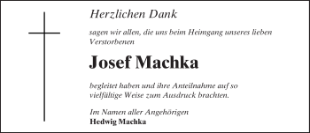 Traueranzeige von Josef Machka von Trauerportal Echo Online