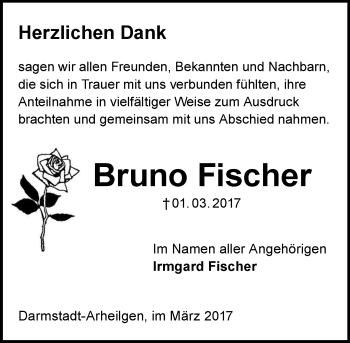 Traueranzeige von Bruno Fischer von Trauerportal Echo Online