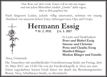 Traueranzeige von Hermann Essig von Trauerportal Rhein Main Presse