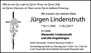 Traueranzeige von Jürgen Lindenstruth von Trauerportal Echo Online