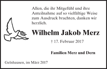 Traueranzeige von Wilhelm Jakob Merz von  Gelnhäuser Tageblatt