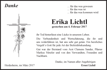 Traueranzeige von Erika Lichtl von Trauerportal Rhein Main Presse