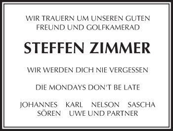 Traueranzeige von Steffen Zimmer von Trauerportal Echo Online