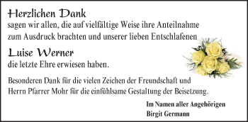 Traueranzeige von Luise Werner von Trauerportal Rhein Main Presse