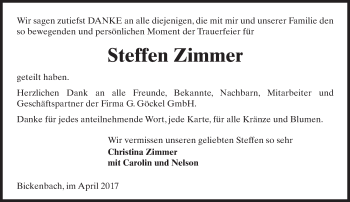 Traueranzeige von Steffen Zimmer von Trauerportal Echo Online