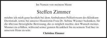 Traueranzeige von Steffen Zimmer von Trauerportal Echo Online
