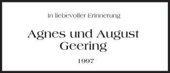 Traueranzeige von Agnes und August Geering von Trauerportal Rhein Main Presse
