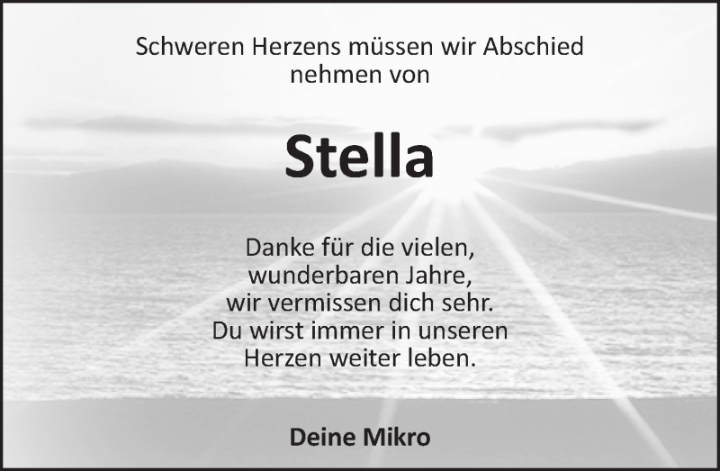  Traueranzeige für Stella  vom 01.04.2017 aus Trauerportal Rhein Main Presse