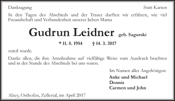 Traueranzeige von Gudrun Leidner von Trauerportal Rhein Main Presse