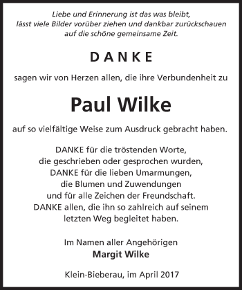 Traueranzeige von Paul Wilke von Trauerportal Echo Online