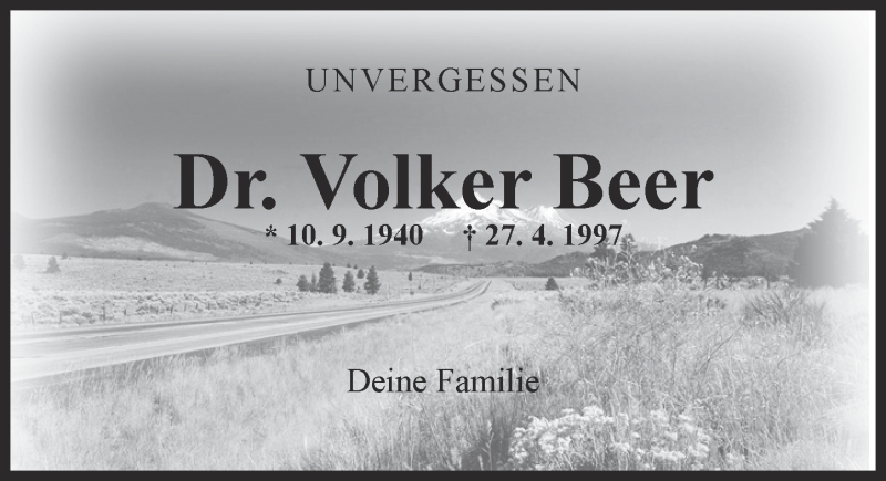  Traueranzeige für Volker Beer vom 27.04.2017 aus Trauerportal Rhein Main Presse