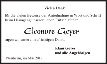 Traueranzeige von Eleonore Geyer von Trauerportal Rhein Main Presse