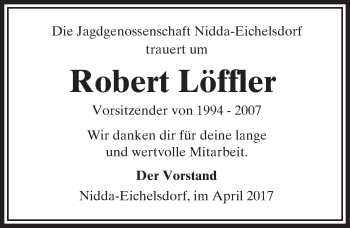 Traueranzeige von Robert Löffler von  Kreisanzeiger