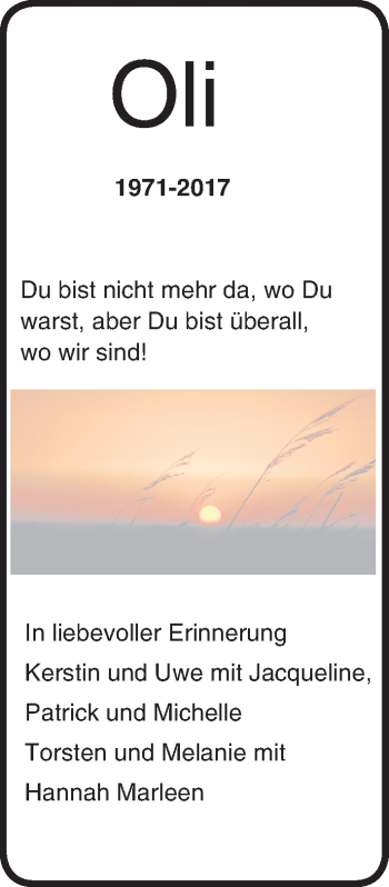 Traueranzeige von Oliver Hartlaub von Trauerportal Rhein Main Presse