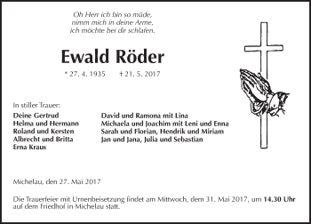 Traueranzeige von Ewald Röder von  Kreisanzeiger