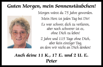 Traueranzeige von Sonnenstäubchen  von Trauerportal Rhein Main Presse