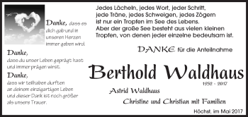 Traueranzeige von Berthold Waldhaus von Trauerportal Rhein Main Presse