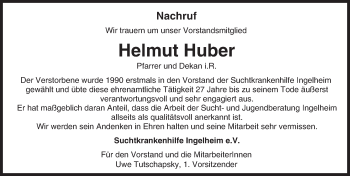 Traueranzeige von Helmut Huber von Trauerportal Rhein Main Presse