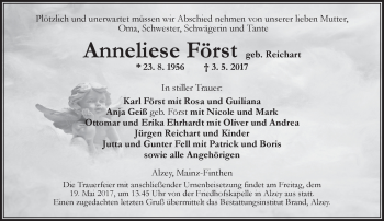 Traueranzeige von Anneliese Först von Trauerportal Rhein Main Presse