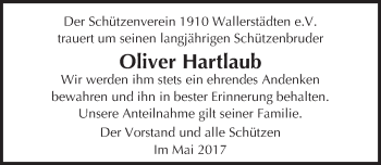 Traueranzeige von Oliver Hartlaub von Trauerportal Echo Online