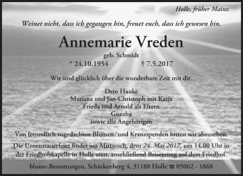 Traueranzeige von Annemarie Ureden von Trauerportal Rhein Main Presse