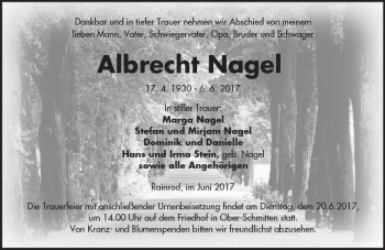 Traueranzeige von Albrecht Nagel von  Kreisanzeiger