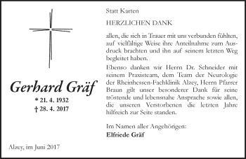 Traueranzeige von Gerhard Gräf von Trauerportal Rhein Main Presse