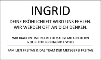 Traueranzeige von Ingrid  von Trauerportal Echo Online