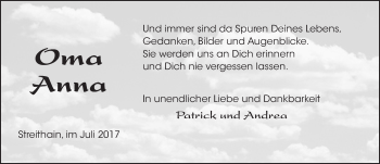 Traueranzeige von Anna  von  Kreisanzeiger