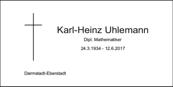 Traueranzeige von Karl-Heinz Uhlemann von Trauerportal Echo Online
