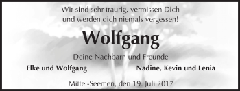 Traueranzeige von Wolfgang  von  Kreisanzeiger