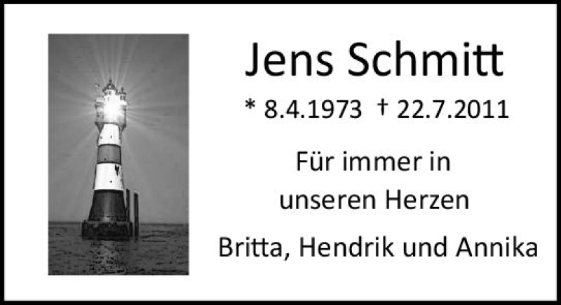  Traueranzeige für Jens Schmitt vom 22.07.2017 aus Trauerportal Rhein Main Presse