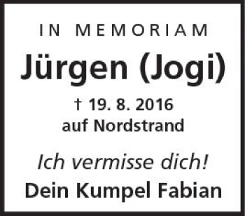 Traueranzeige von Jürgen  von Trauerportal Rhein Main Presse