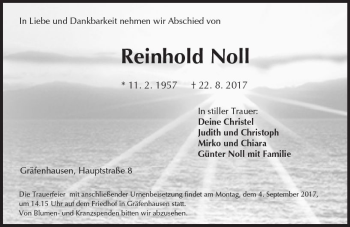 Traueranzeige von Reinhold Noll von Trauerportal Echo Online