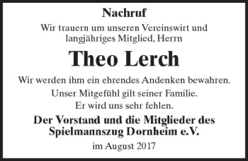 Traueranzeige von Theo Lerch von Trauerportal Echo Online