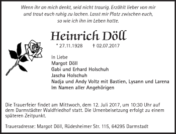 Traueranzeige von Heinrich Döll 