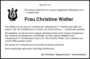 Traueranzeige von Christine Walter von Trauerportal Echo Online