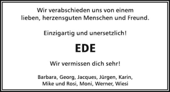 Traueranzeige von Ede  von  Gießener Anzeiger