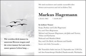 Traueranzeige von Markus Hagemann von Trauerportal Rhein Main Presse