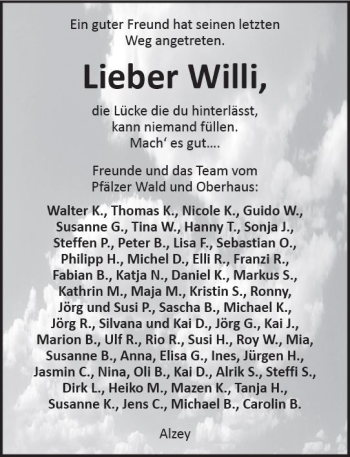 Traueranzeige von Willy Knobloch von Trauerportal Rhein Main Presse