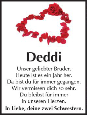 Traueranzeige von Deddi  von  Kreisanzeiger