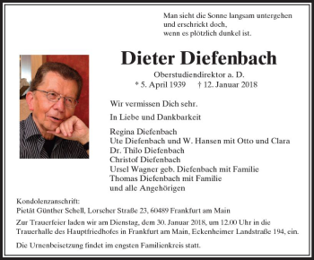 Traueranzeige von Dieter Diefenbach von  Camberger Anzeiger