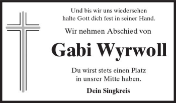 Traueranzeige von Gabi Wyrwoll von  Kreisanzeiger